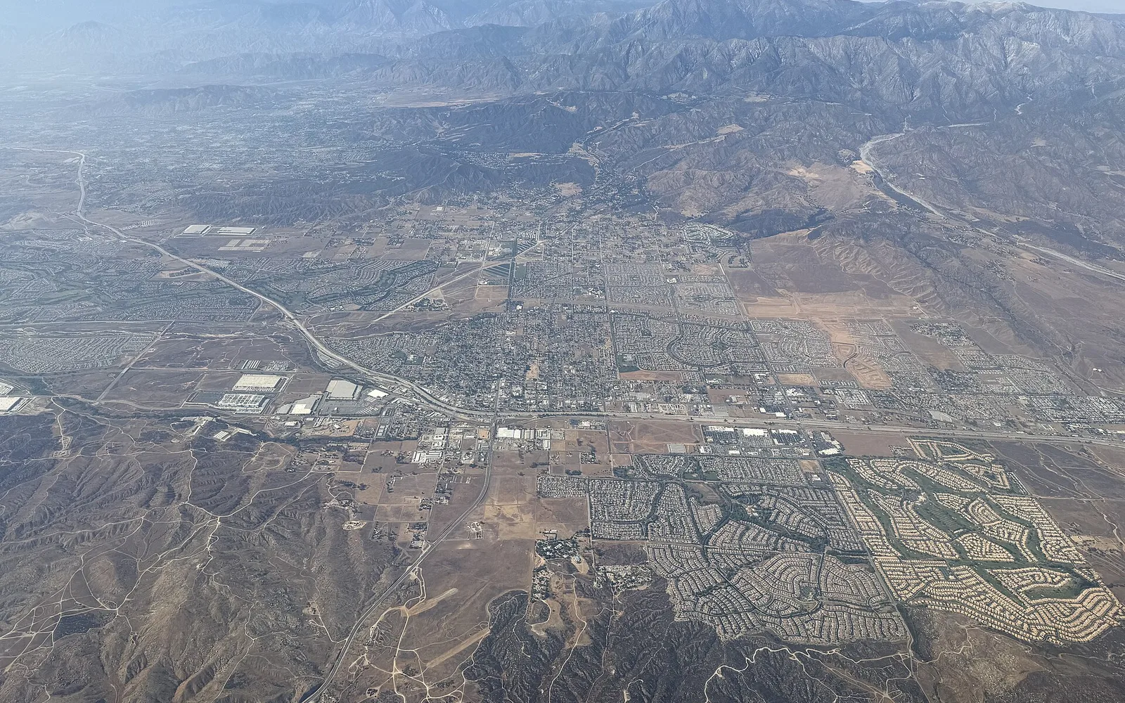 Aerial view of northern Beaumont and neighboring Inland Empire communities, 2025